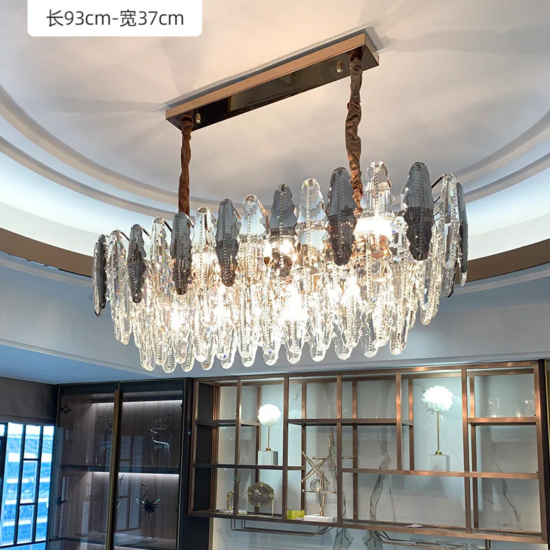 Modern Art Deco Luxury Crystal E14 Chandelier Gray &amp Clear Suspend Lamp For Living Room Dinning Foyer Iron Hanging | Лампы и