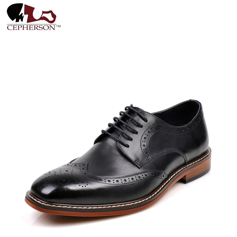 

New Arrivals Men Business Dress Shoes Genuine Leather Brock Retro Gentleman Shoes Formal Carved Bullock Shoes Men