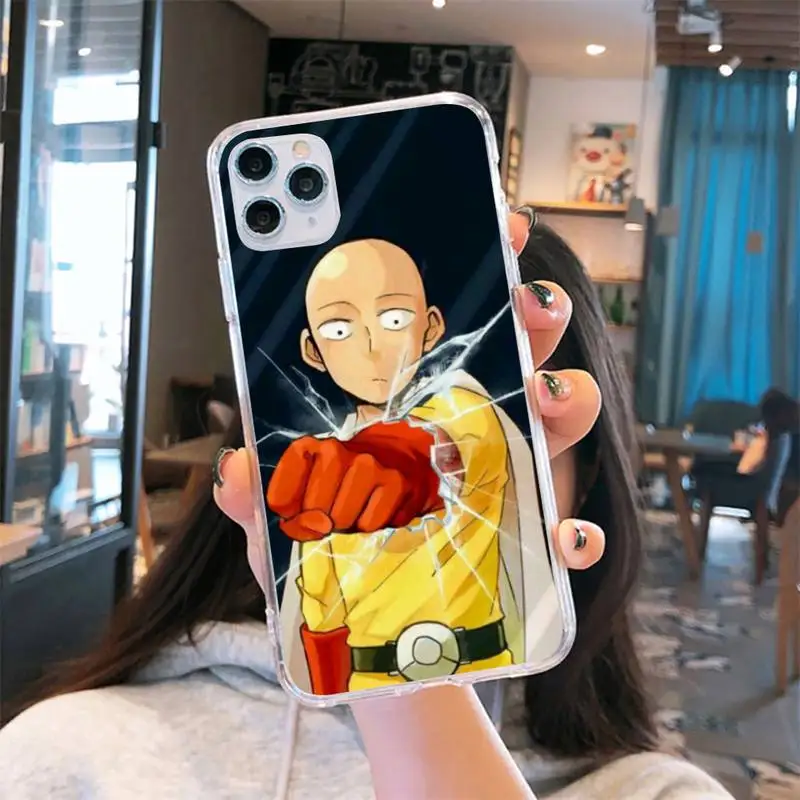 

Japan anime One-Punch Man Phone Case Transparent for iPhone 6 7 8 11 12 s mini pro X XS XR MAX Plus