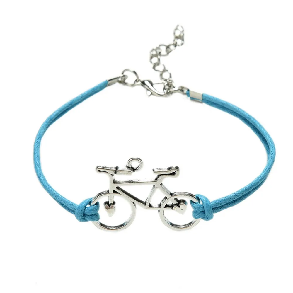 Кожаный веревочный Шарм с изображением велосипеда Браслеты Манжеты Браслет