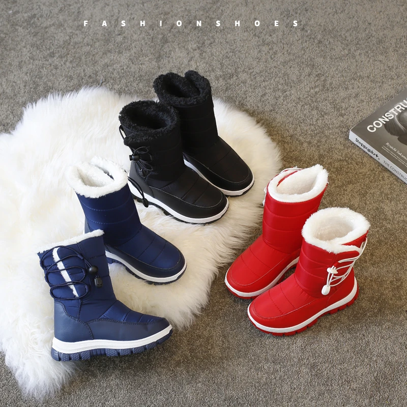 Girls Winter Boots Kid's Snow Boots For boy 2021 Cotton Girl‘s shoes 3-12 Boys Children Thickened Velvet  Non-slip Short Boots