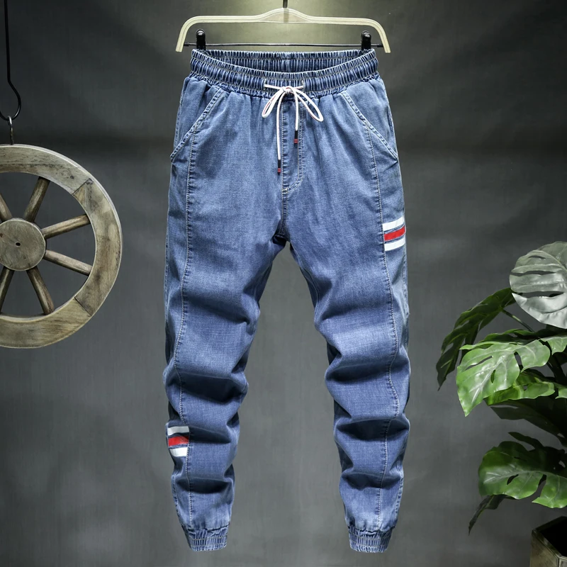 DIMI Elastic Waist Casual Fashion Stitching Denim Male Pants Plus Size 9XL 10XL Men's Jogger Jeans Harem Trousers Comfortable