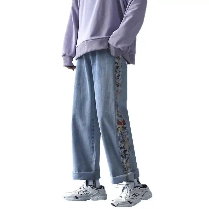

Jeans, Korean Fashion, Versatile, Loose Wide Leg Pants, Fashion Brand Spring Straight Pantsmen Jeans Baggy Pants on Sale