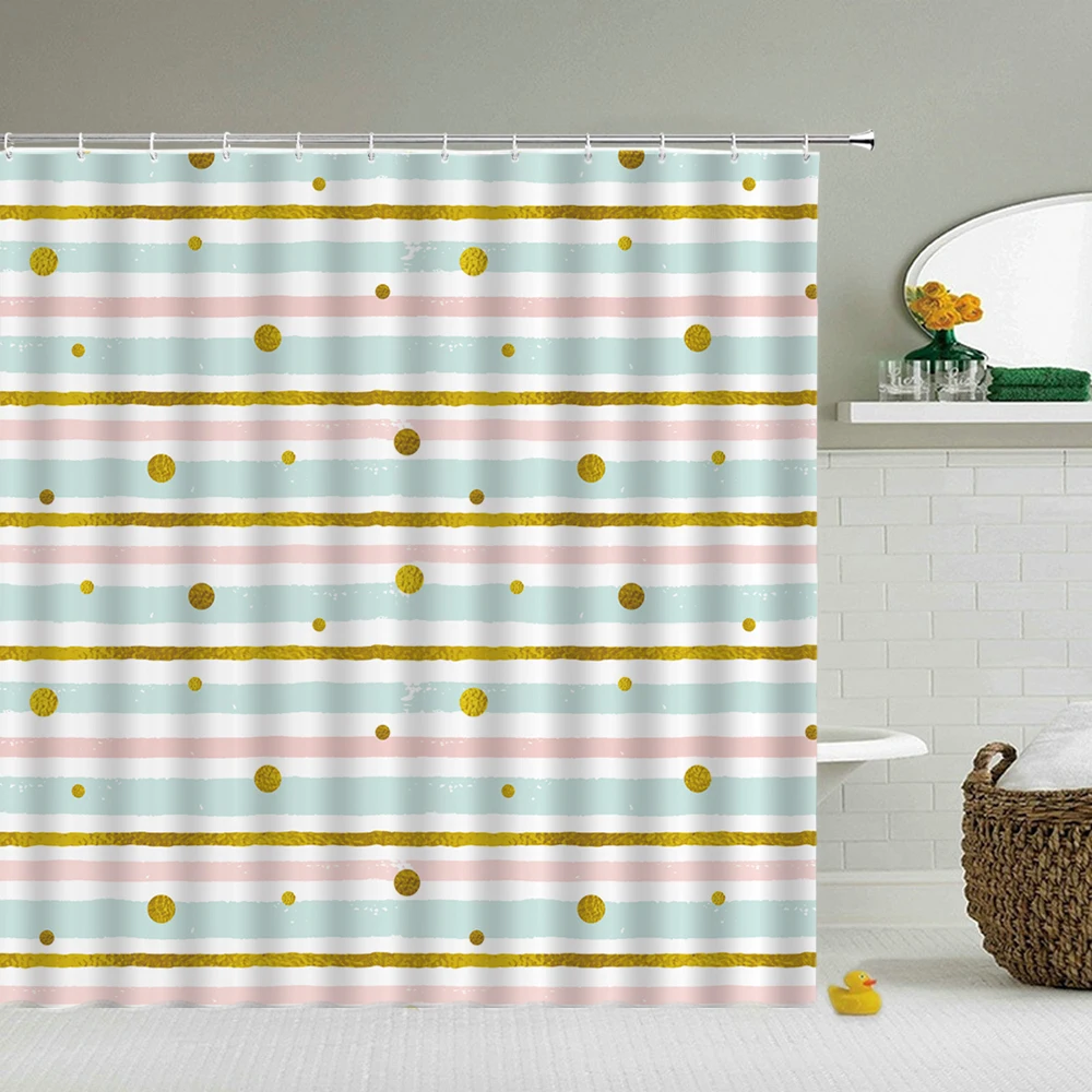 

Waterproof Shower Curtains Bathroom Curtains Modern Stripe 3d Printing Bath Decoration With Hooks 180*180cm Shower Curtain
