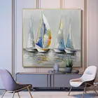 Arthyx ручная роспись лодка масляная живопись на холсте Современная абстрактная картина на стену Landacape для гостиной дома офиса украшение