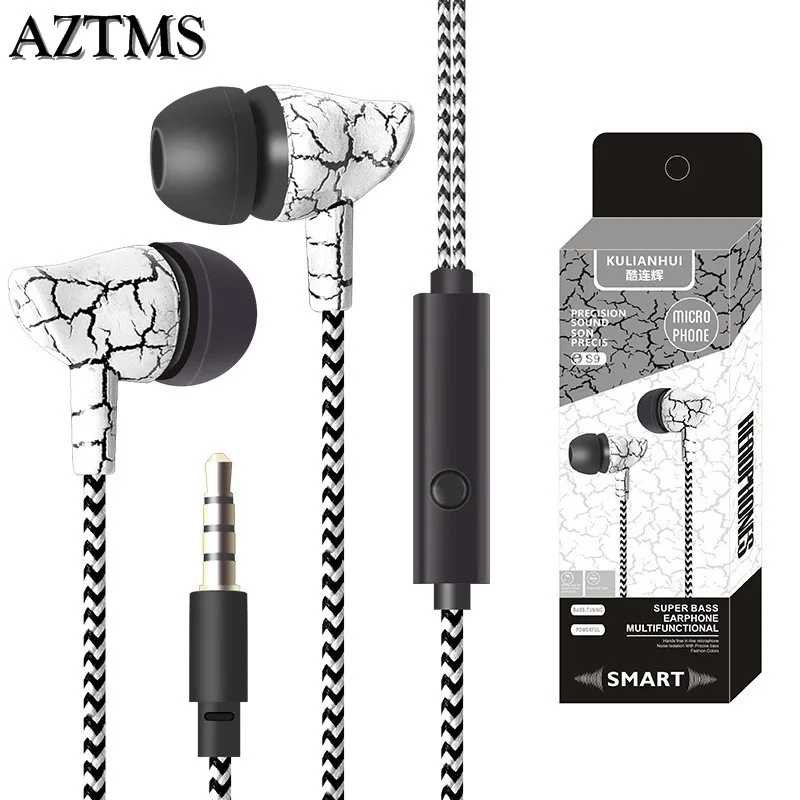 3 5 мм auriculares с кабелем наушники рисунком спортивные проводные микрофоном Hi Fi