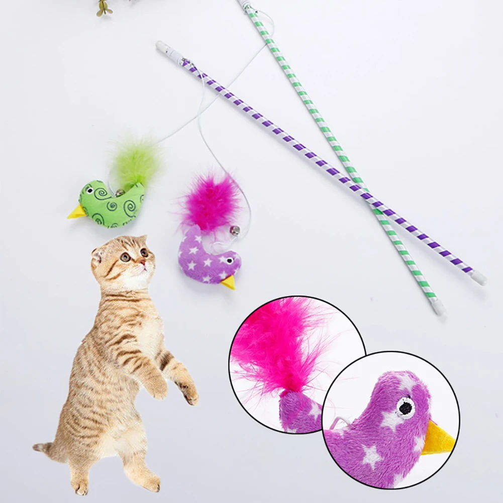 Интерактивная игрушка для домашних животных милая птица яркий цвет палочка