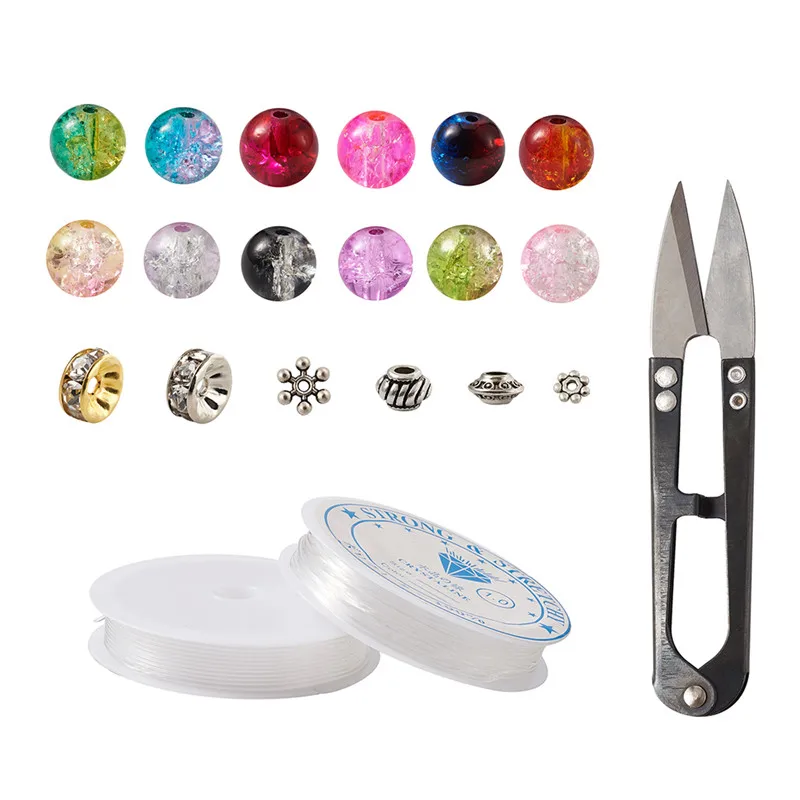 1 компл. Окрашенные в спрей хрустальные бусины и разделительные эластичные нитки