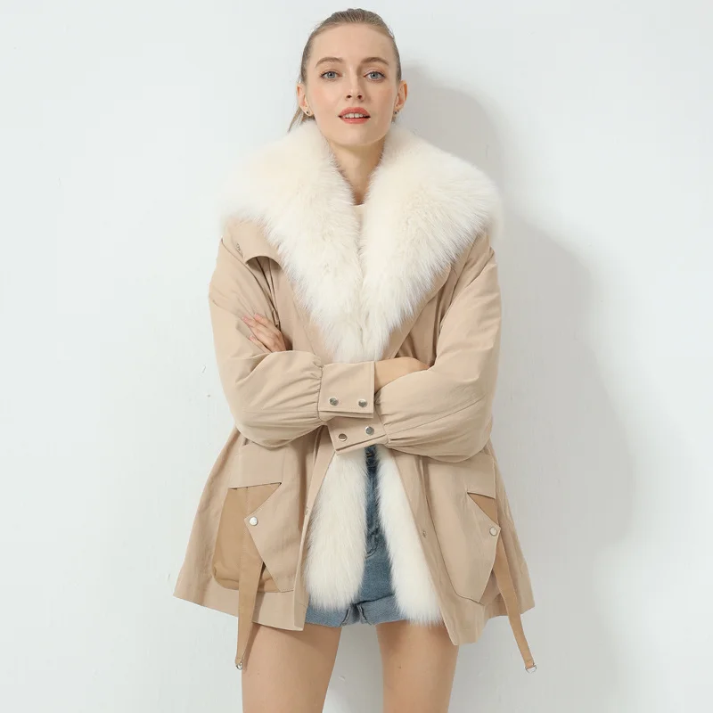 

Женское меховое пальто с воротником из лисьего меха, зима 2021, новая женская шуба из искусственного меха