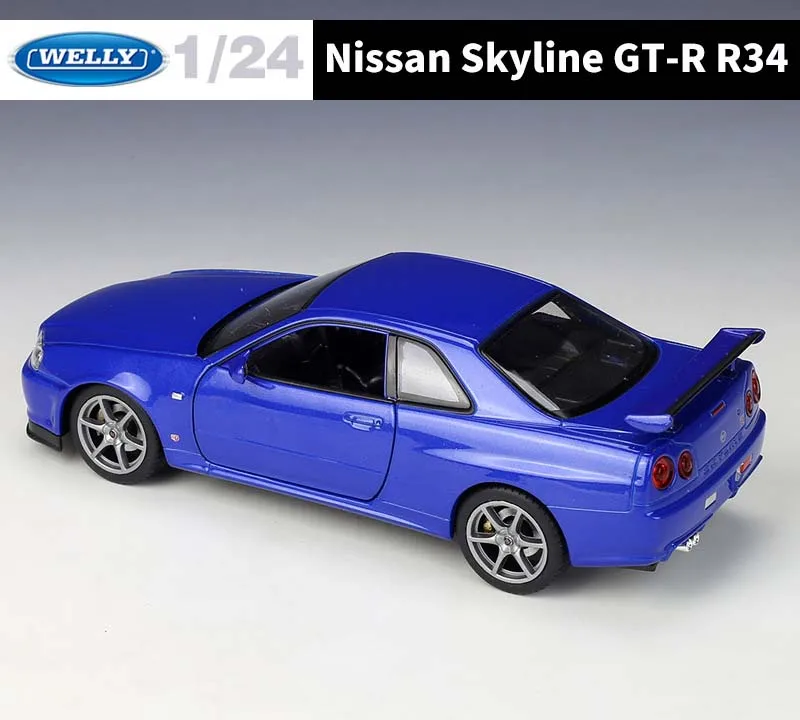 WELLY 1:24 Nissan Skyline GT-R R34 классический литой автомобиль высокий симулятор