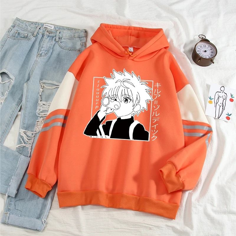 

women's hooded sweatshirt, street clothes, sweater, top, killua, zoldyck, hisoka, animation, Akatsuki