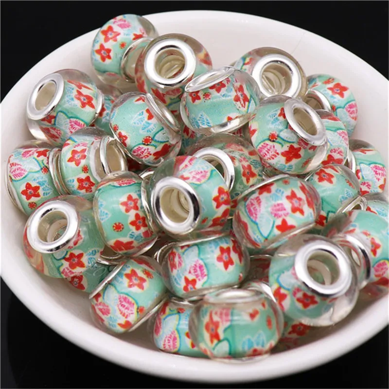 50 шт. в партии Разноцветные Бусины из муранской смолы с большим отверстием