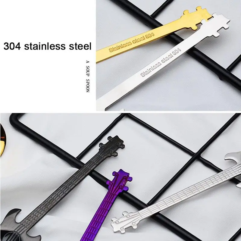 

Guitar Coffee Teaspoons, 7pcs Colorful Stainless Steel Musical Coffee Spoons Teaspoons Mixing Spoons Sugar Spoon