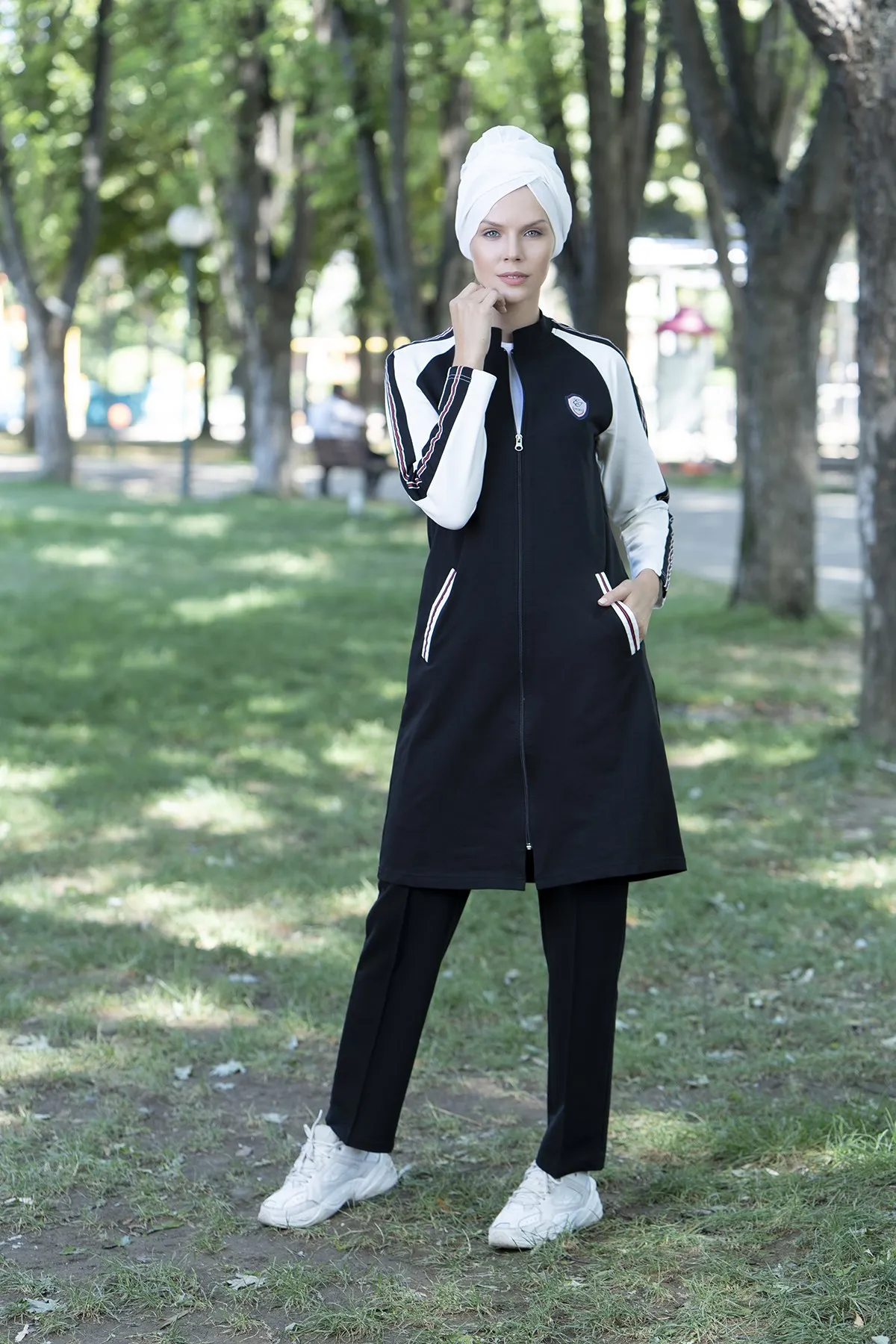 Eofashion исламский закрытый с длинным рукавом черный на молнии Спортивная одежда