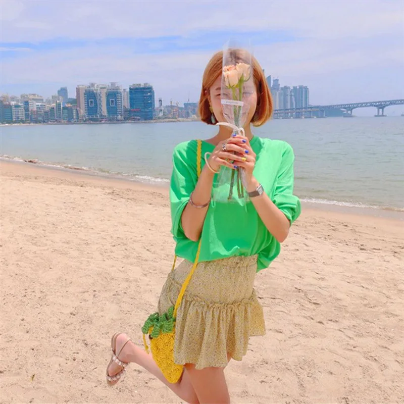 Летняя Новинка 2020 милая Плетеная соломенная сумка на одно плечо с рисунком