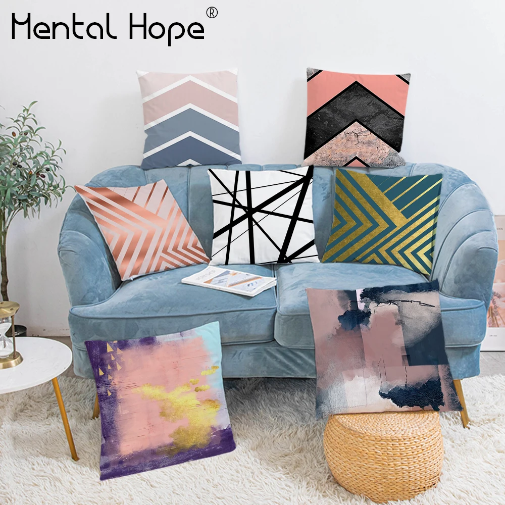 Плюшевая наволочка в полоску домашний декор клетчатый узор для дивана