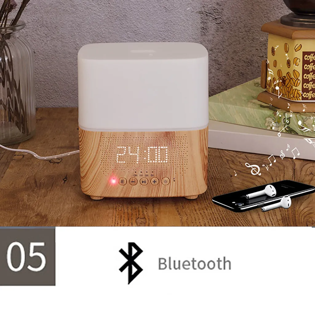 

6 In 1 Clock Bluetooth Audio Aromatherapy Machine Speaker Humidifier colorful gradient Music Diffuser With Led Night Light