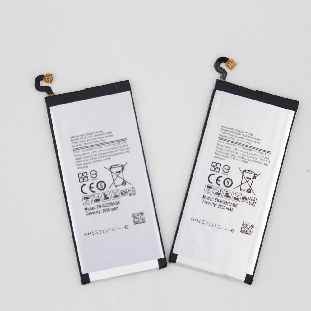 

Аккумулятор для Samsung GALAXY S6 EB-BG920ABE G920F G920I G920A G920T G920V G920P G920S G9200 G9208 G9209 2550 мАч, 2 шт./лот