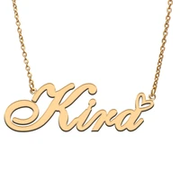 love heart kira name necklace for women stainless steel gold silver nameplate pendant femme mother child girls gift