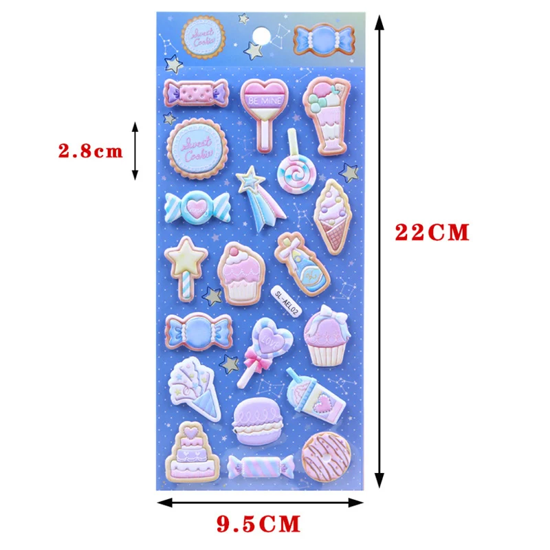 

1Pc Cute Puffy Candy Cake Diamond Heart 3D Stickers DIY Scrapbooking Diary Stationery Stickers School Kids Toy Stickers Gifts