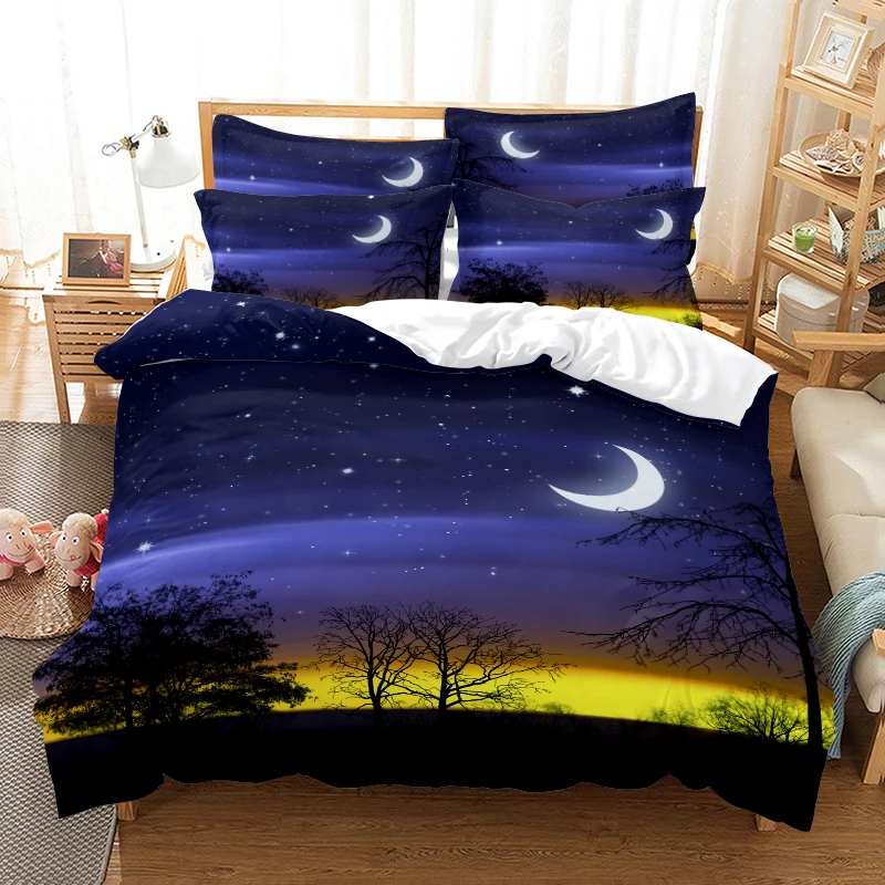 Комплект постельного белья Moon Night Moonlight с 3D принтом красивые фотографии королева
