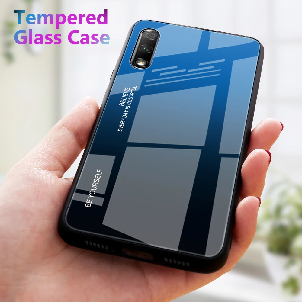 Градиентное зеркальное стекло чехол для Huawei Mate 30 P30 Pro Lite P20 Y5 Y6 Y7 Y9 Prime 2019 Honor 8X 9X 20