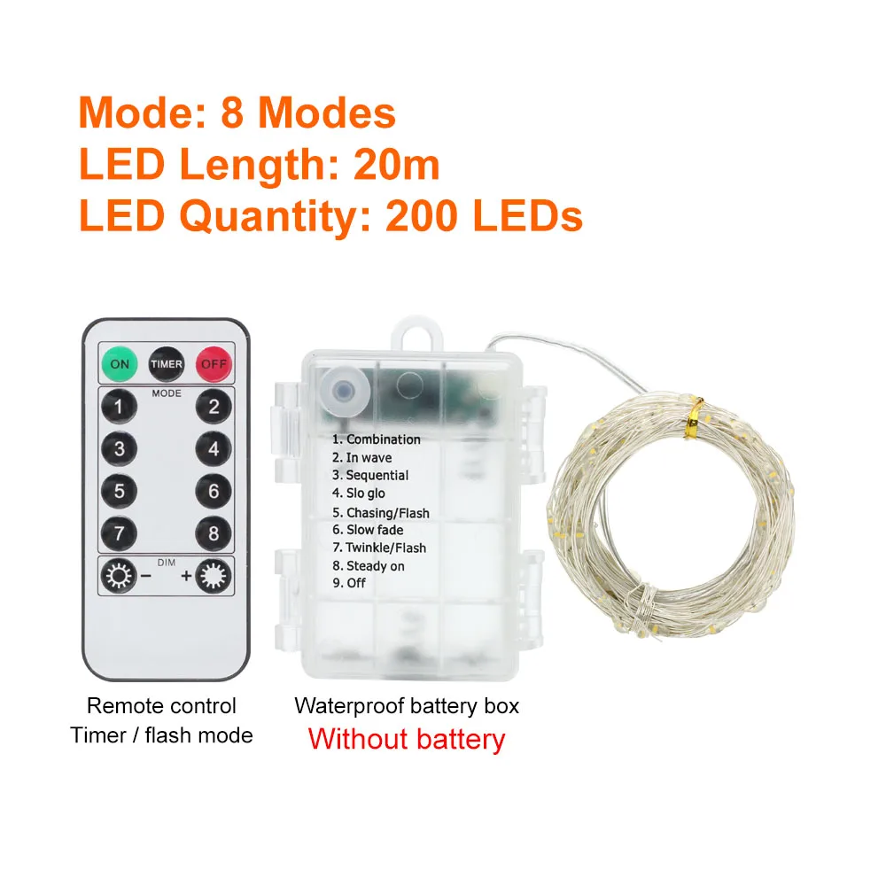 

ANBLUB светодиодная гирлянда 5/10/20 м 8 режимов