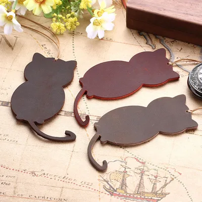 

TUTU 1pcs Hand-sewn bookmarks Cat leather vintage bookmarks school office supplies H0663