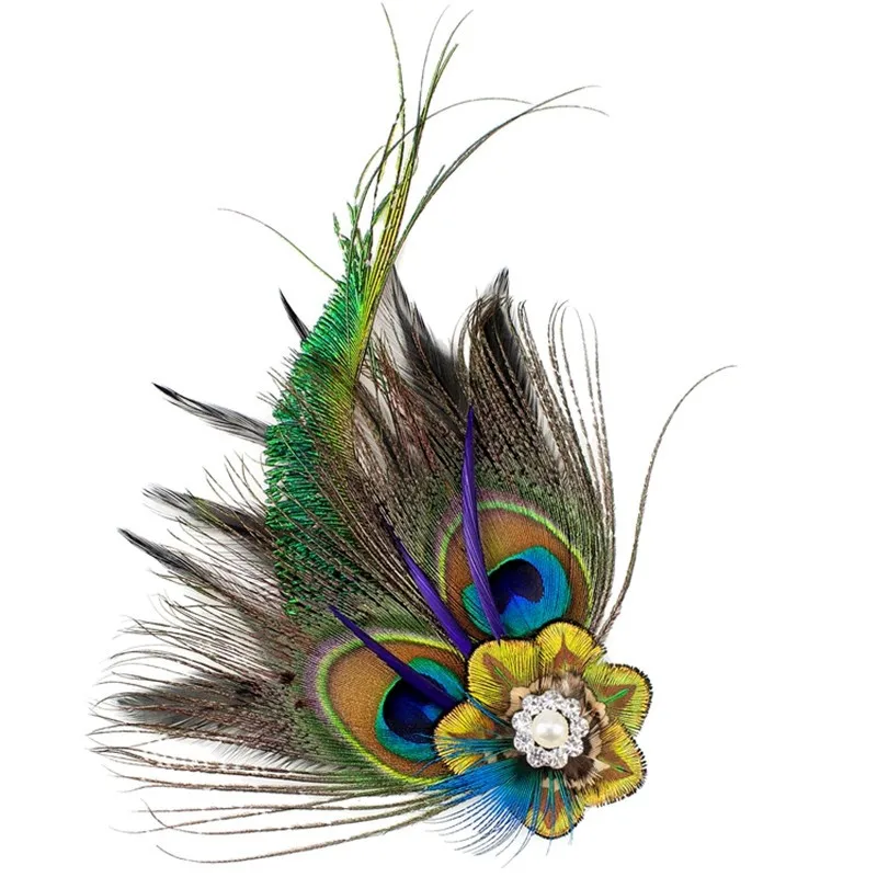 Handmade Ethnic Crystal Feather Pin Jewelry Corsage Designer DIY Brooch For Women Mens Hair Accessories Best Gift Bulk 2021