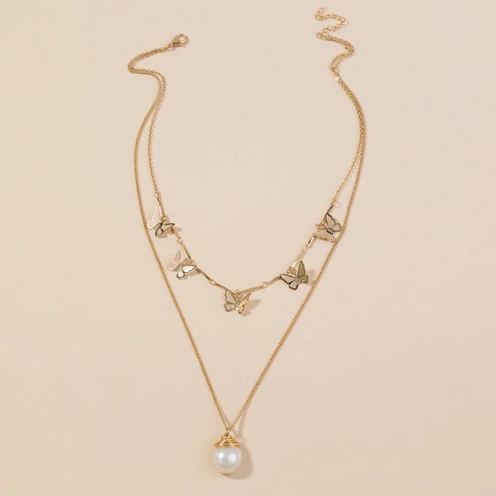 

Krasivaya Metal Gold Color Fashion Pearl Pendant Necklace For Women