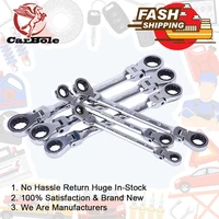 6PCS Double Box End Ratcheting Wrench Flex-Head Extra Long Spanner Set Maintain Repair TooL Metric