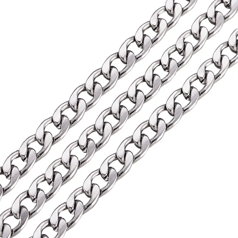 12 шт. в упаковке Нержавеющая сталь бордюрный Цепочки и ожерелья s с застежкой