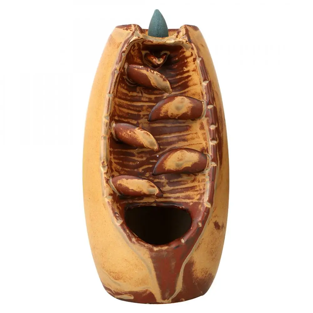 

Traditional Buddha'S Hand Backflow Incense Waterfall Burner Tathagata Smoke Lotus Incense Stick Holder Retro Home Bouddha Decor