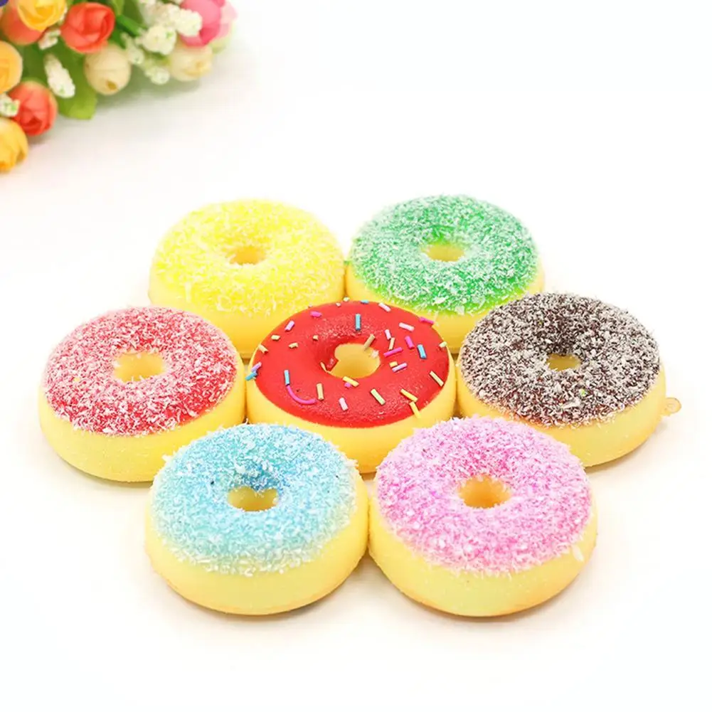 

Squish Squeeze Stress Reliever Soft Colourful Donut Slow Rising Toy Adult Gift Kids Educational Toys for Children Gifts