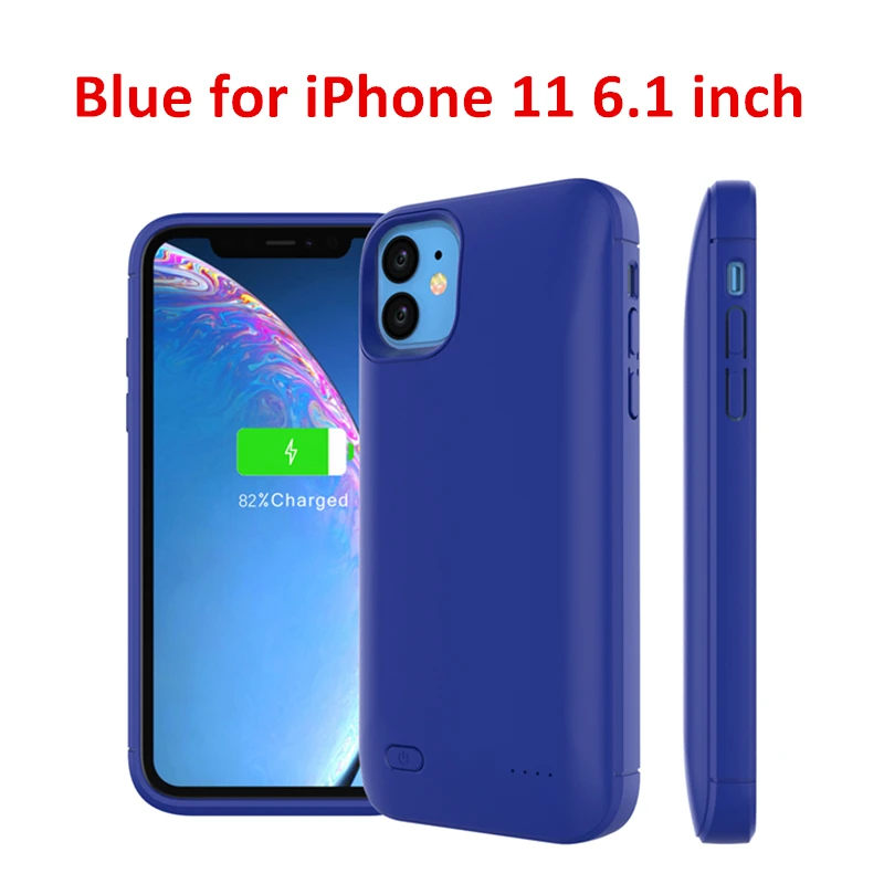 Для iPhone 11 SE 5 5S чехол для зарядного устройства 4000 мАч Внешний внешний аккумулятор чехол для зарядки для iPhone XS 7 8 plus 6 6S Чехол для аккумулятора - Цвет: Blue for 11 6.1