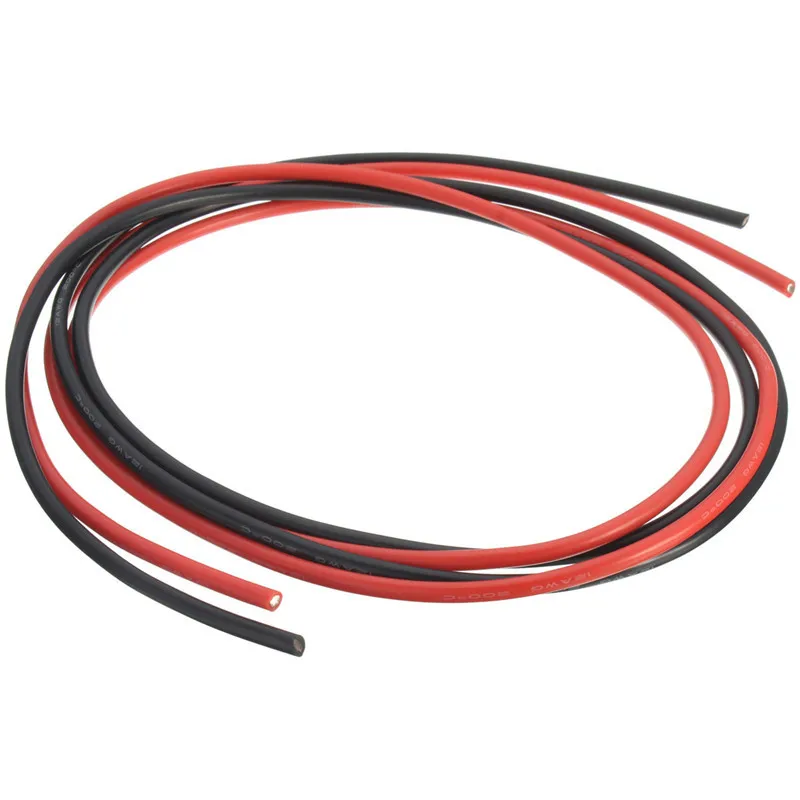 2 м два провода 12161820262830AWG силиконовый провод SR провод гибкие многожильные медные электрические кабели 1 м черный + 1 м красный для RC (art.: 7ad95f1dd) - 7ad95f1dd