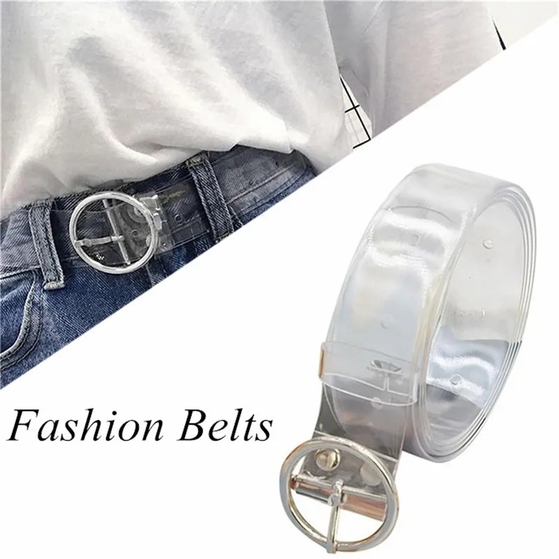 

1PC 3Types 2Colors Cute Round Square Heart Shape Metal Pin Buckle Clear Belt Girl Dress Decorative Transparent Waistband 105CM
