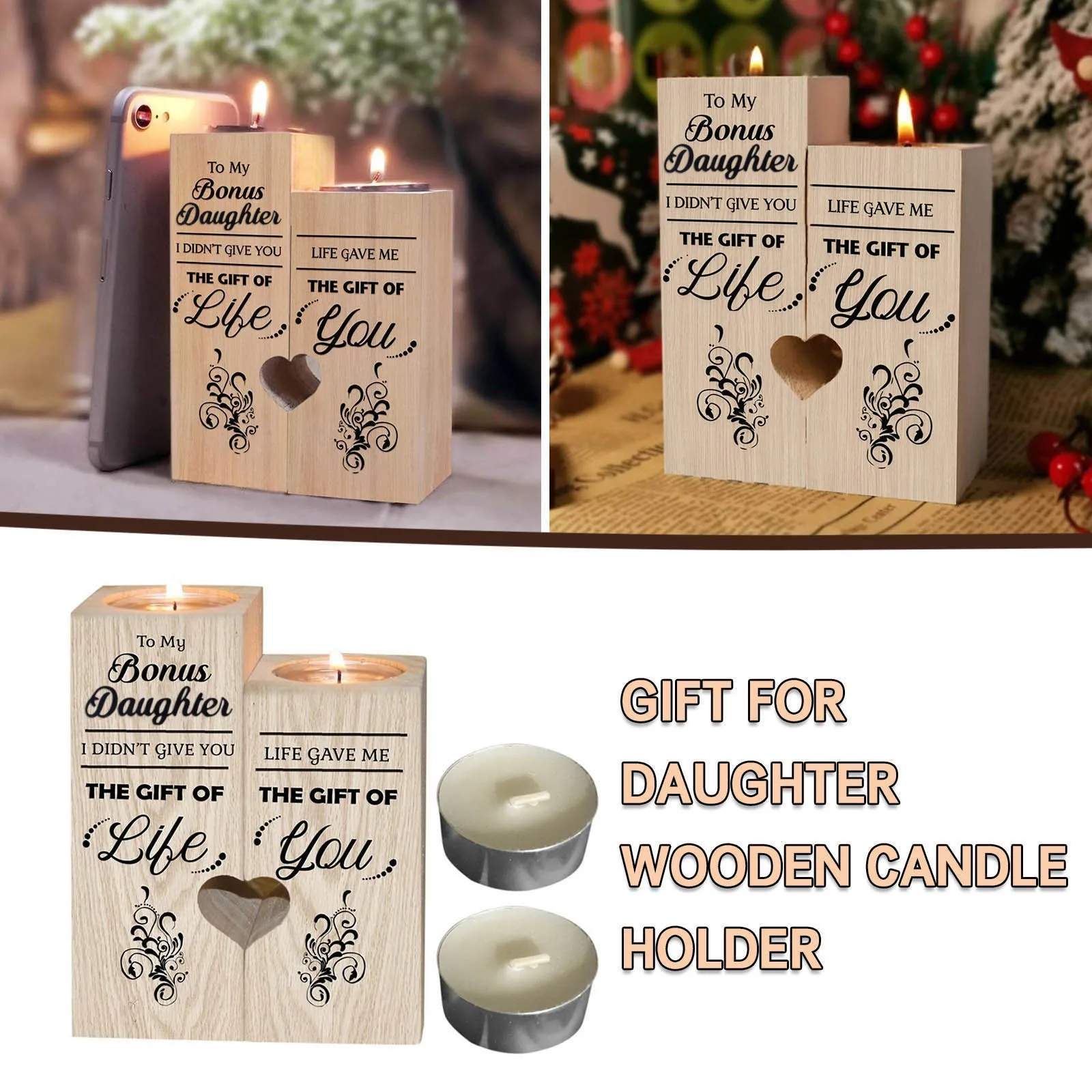 Подарочная коробка для дочери деревянный подсвечник ручной работы в форме