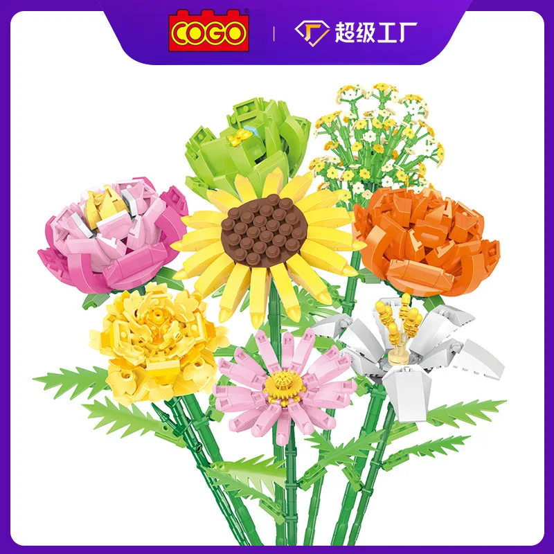 

Building Block Bouquet Valentine's Day Teacher's Day Gift Assembly Building Block Plastic Flower No Box