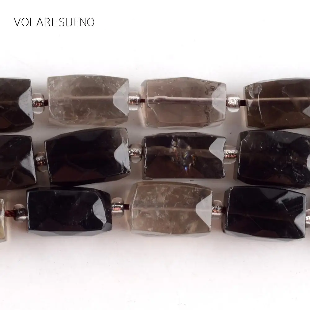 Натуральный камень дымчатый Quartzs кубоид Форма граненые бусины Spacer Бусины для