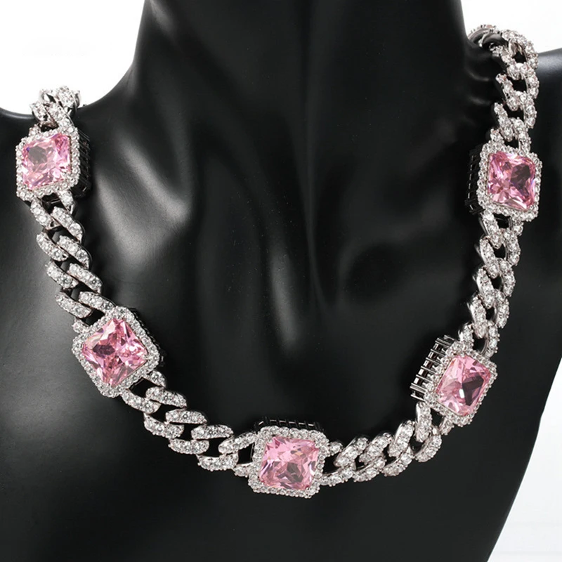 

Retro square full zircon party necklace 210329-10