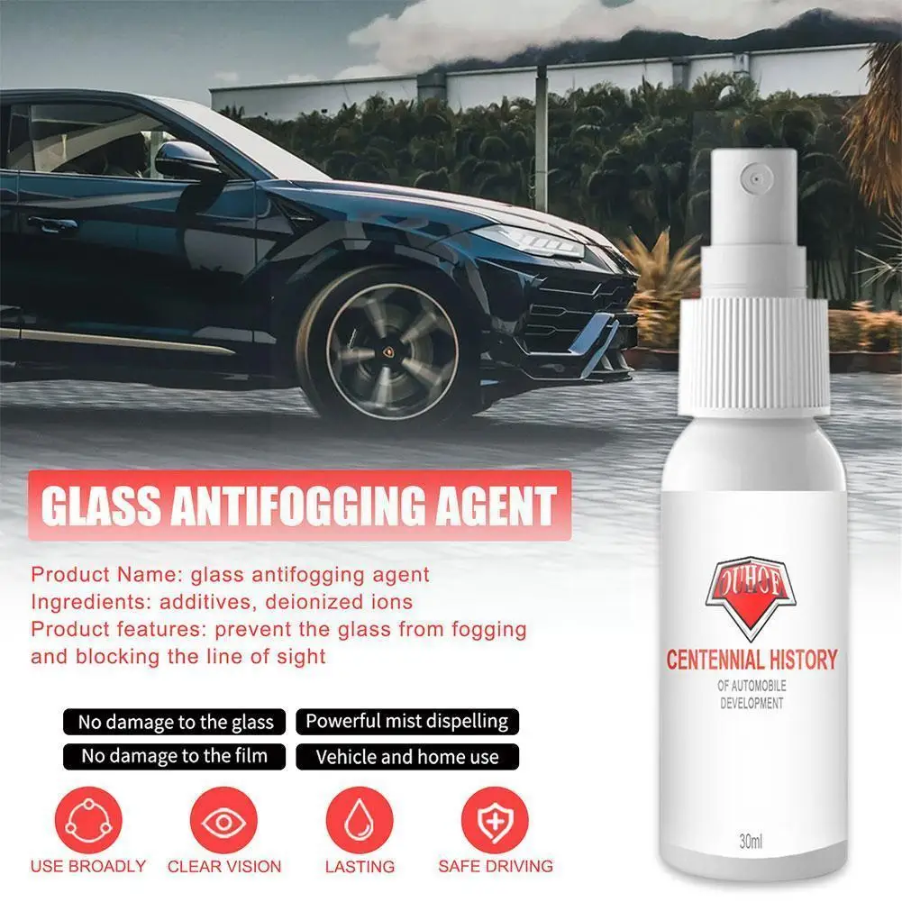 

30ml All-Purpose Car Anti-fog Agent Car Glass Nano Helmet Spray Hydrophobic Coating Cleaner Glasses Defogging Window Auto B1J4