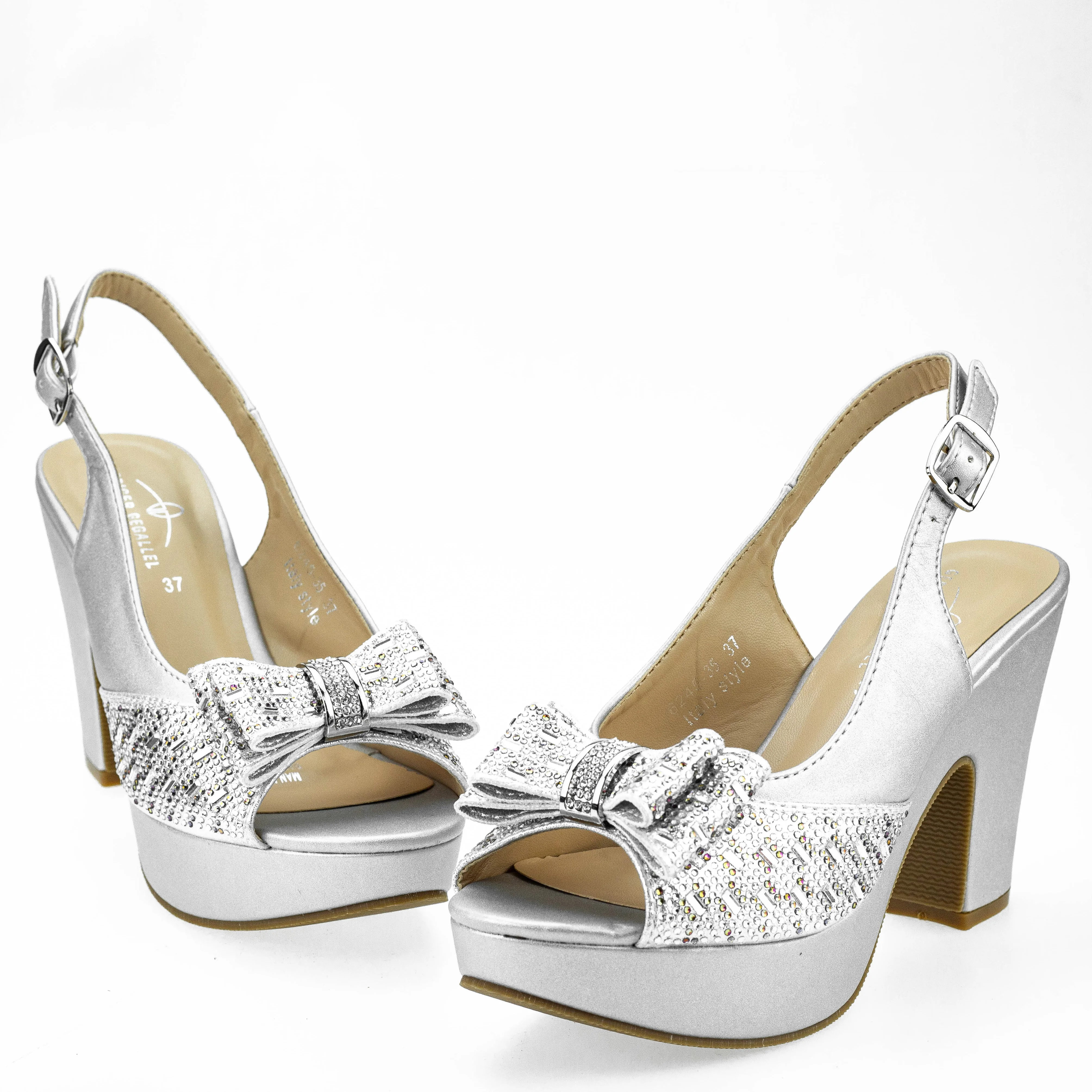 Bowknot Platform Shoes Summer Sandals Women 6245-35 Chunky Shoe with Bag Italian Wedding Pumps Heels Shoes and Matching Purse