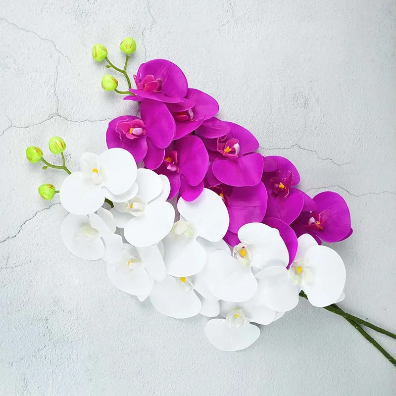 

100cm 9 Heads Artificial Butterfly Orchid Flower PU Real Touch Phalaenopsis Wedding Festival Home DIY Fake Flowers Decorations
