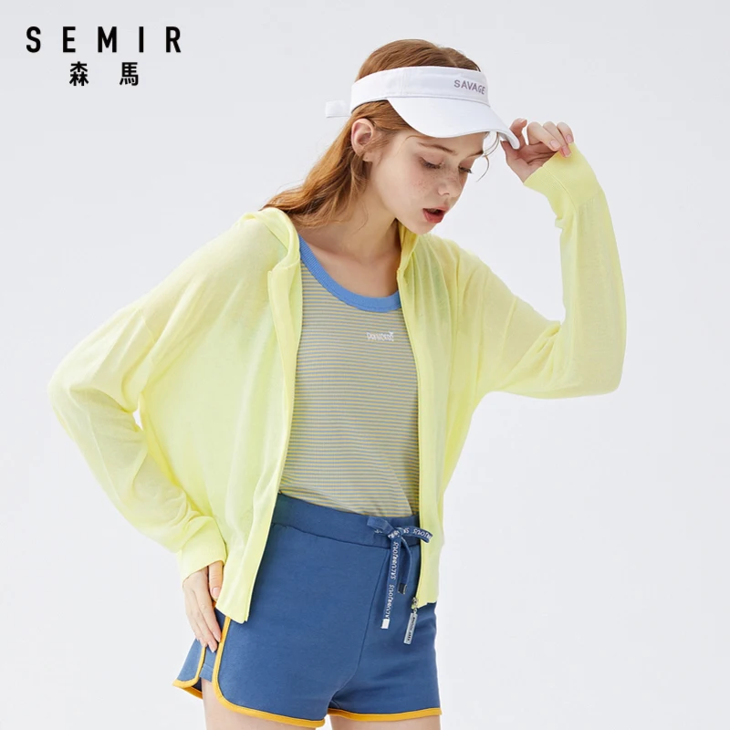 Женский свободный кардиган SEMIR вязаный эластичный свободного покроя с капюшоном