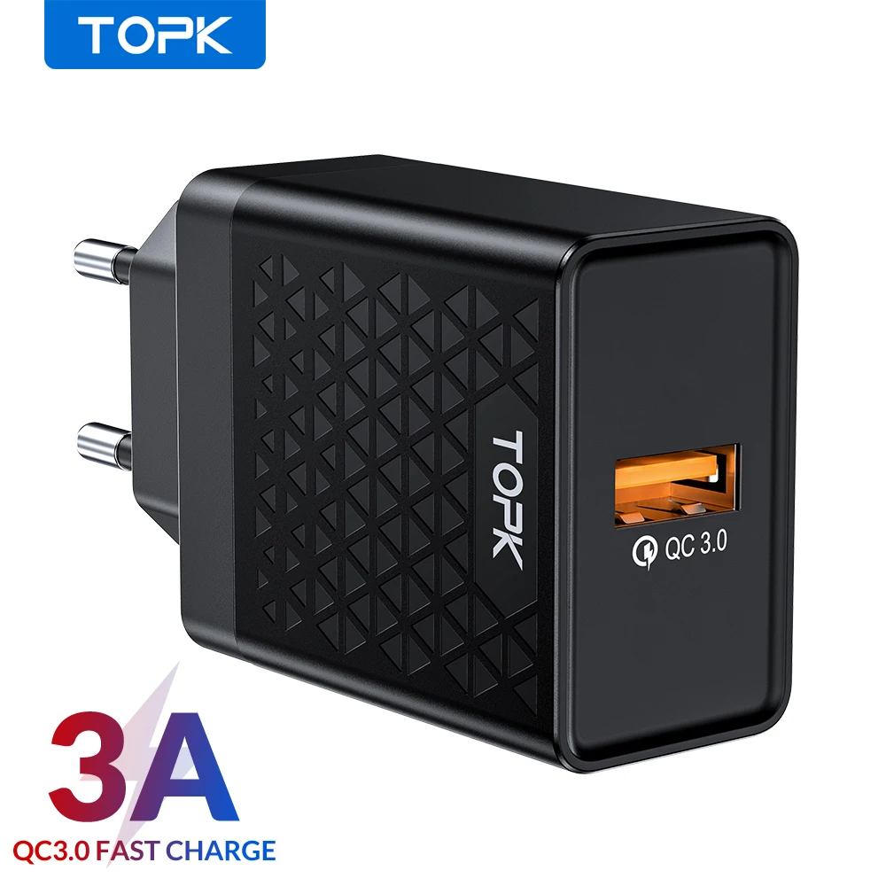 TOPK B154Q Quick Charge 3 0 2 USB зарядное устройство для iPhone Samsung Xiaomi QC3.0 быстрое EU дорожный