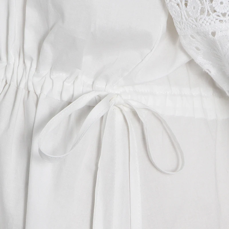 

TWOTWINSTYLE White Elegant Women's Dress Turtleneck Long Sleeve High Waist Hollow Out Midi Dresses Female 2021 Autumn Fashion