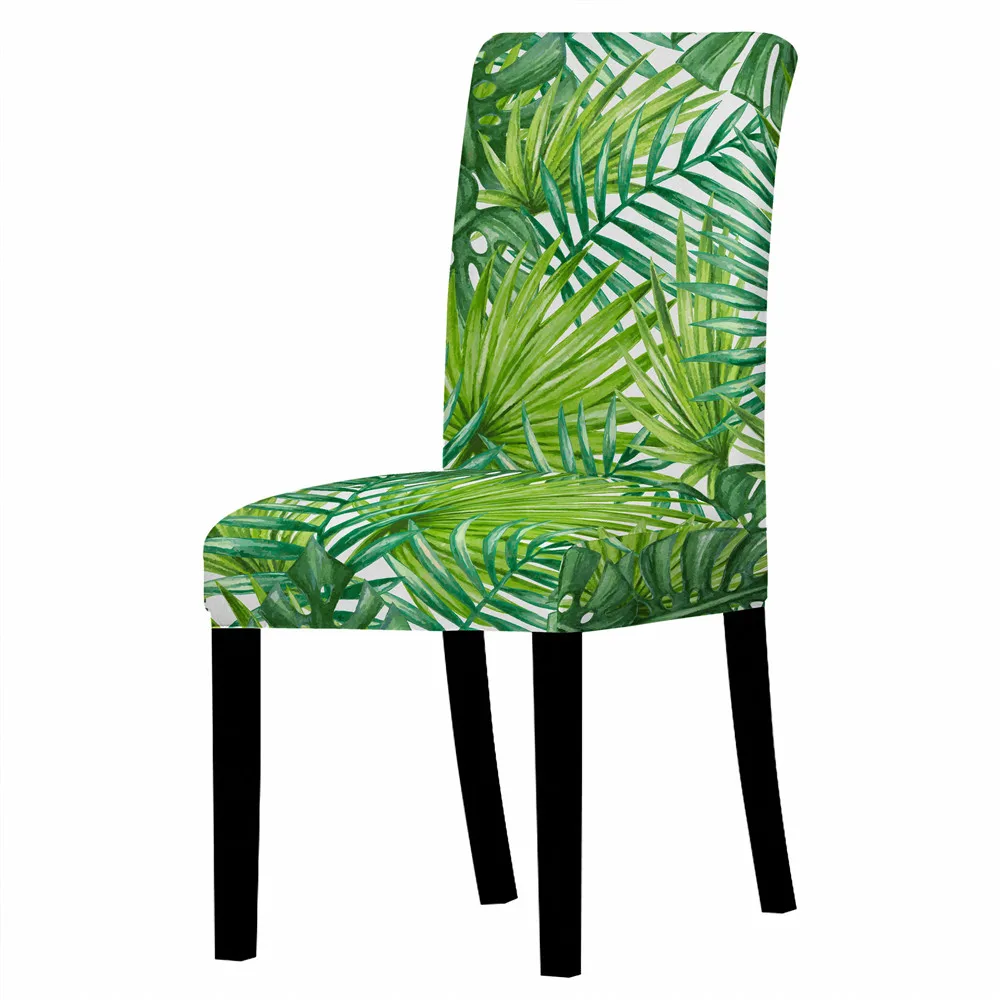 Чехол для стула с листьями растений спандекс растягивающийся съемный моющийся