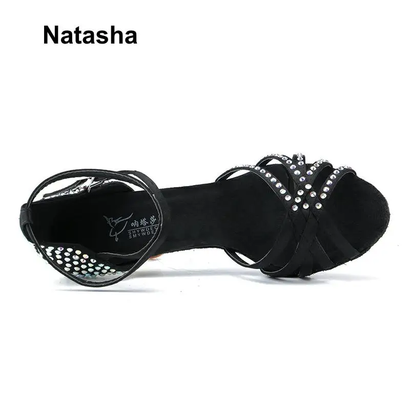 Черные танцевальные туфли Natasha кофейный мешок инкрустированные алмазной обувью