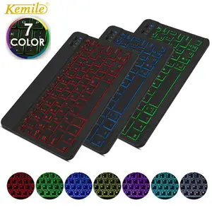 Ультратонкая Беспроводная клавиатура со светодиодной подсветкой, 7 цветов, русскаяиспанскаяАрабская Bluetooth клавиатура для iPad Air 10,5 pro 9,7